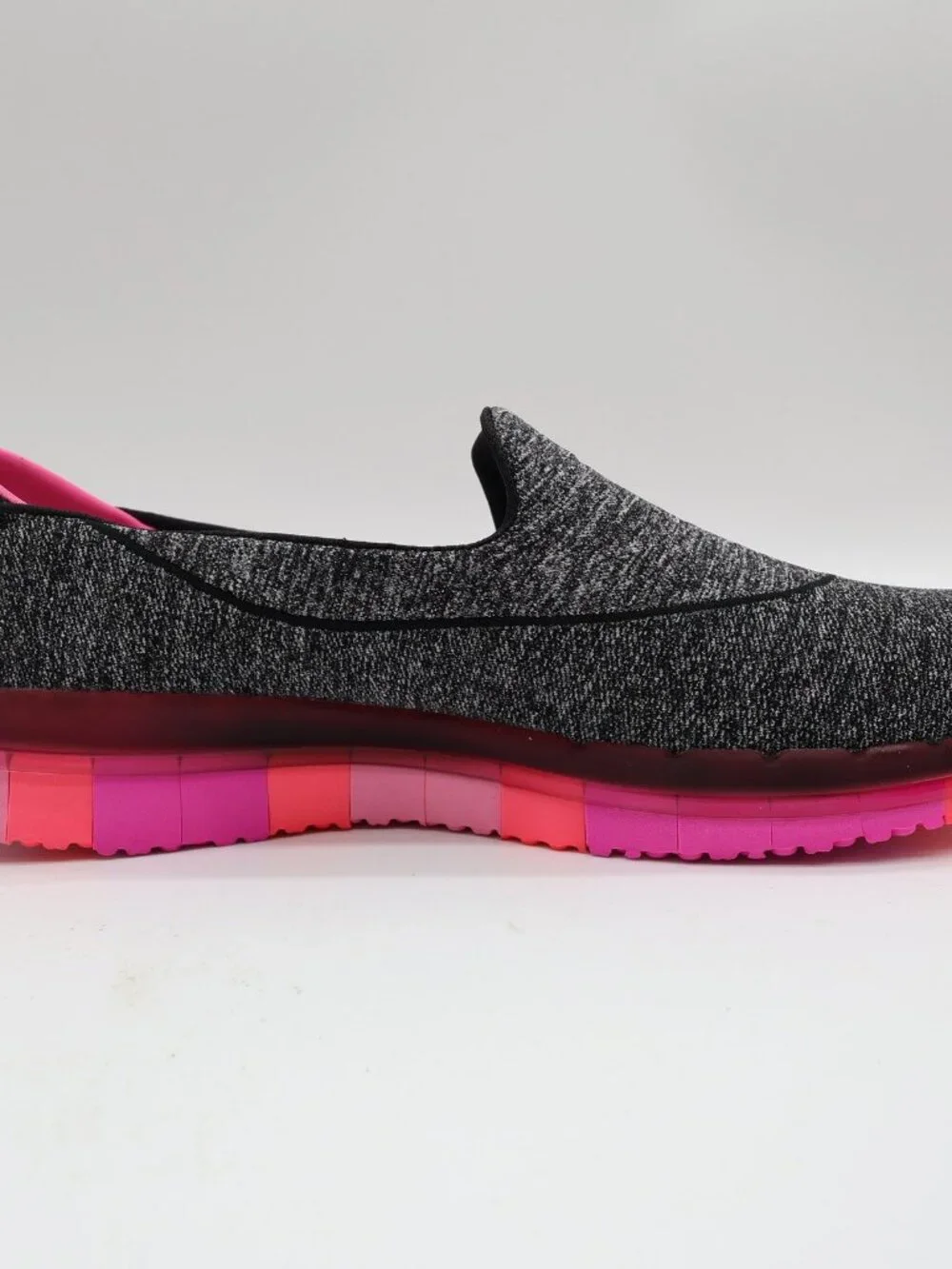 Skechers Go Flex Walk Womens 9.5 Black Pink Jersey Slip On Walking Shoes